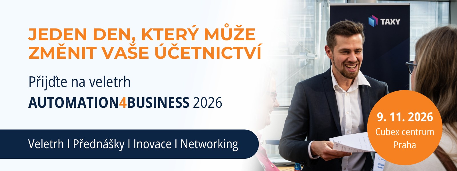 Marian Zikmund na stánku TAXY, pozvánka na veletrh Automation4Business 9. 11. 2026 v Cubex centru Praha