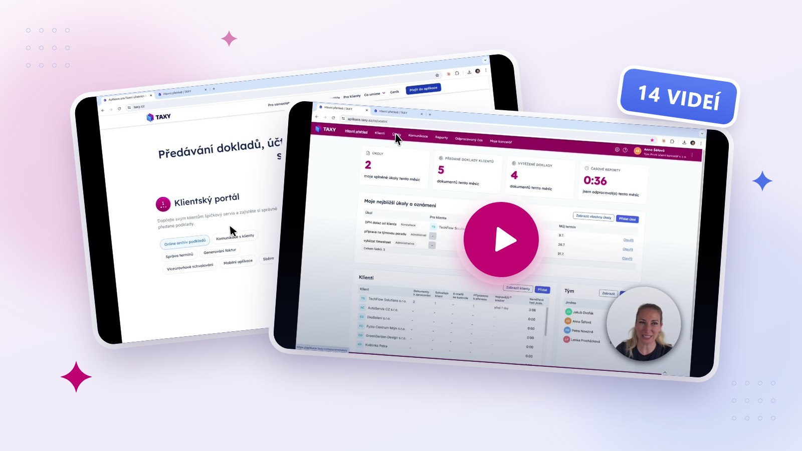 Náhledy videonávodů k aplikaci TAXY