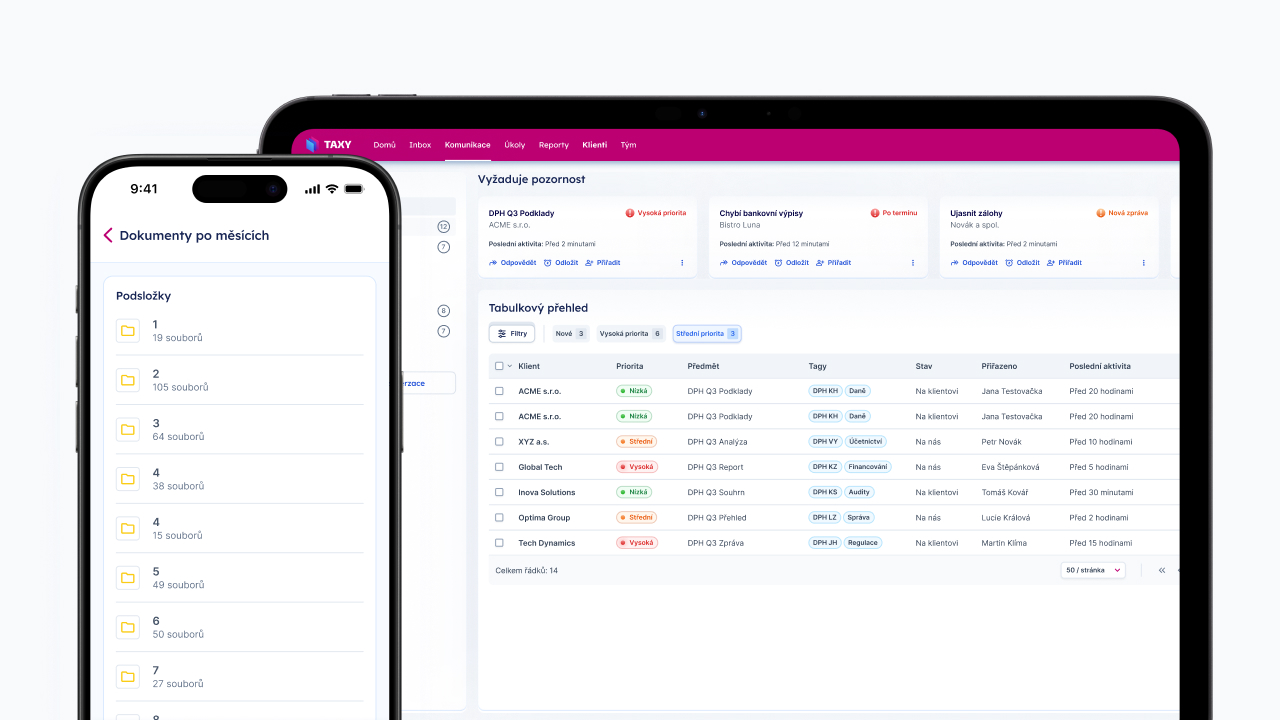 Ukázka portálu a mobilního přístupu TAXY