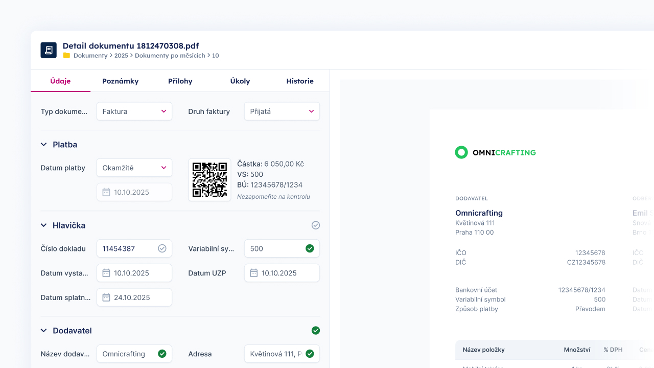 Vytěžování faktur